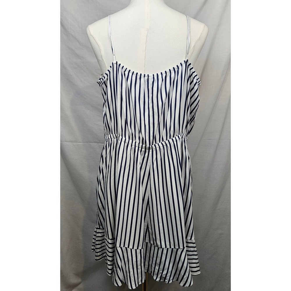 NWT Express Womens Faux Wrap Spag Strap Mini Dress XL Resortwear Nautical - Picture 2 of 8